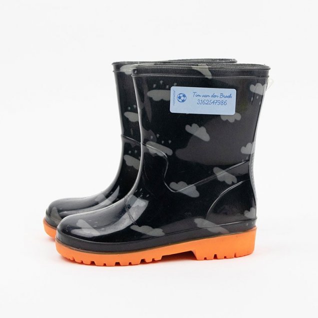 Naamsticker op rubberen laarsjes Naamsticker