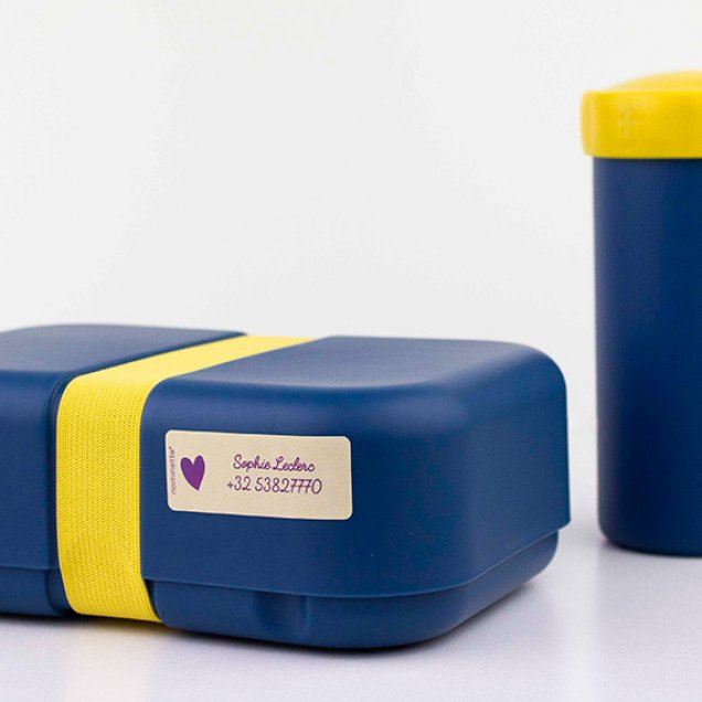 Naamsticker op brooddoos Naamsticker